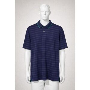 RLX Ralph Lauren Mens Polo Shirt XXL Navy Purple Striped Golf Performance Sport